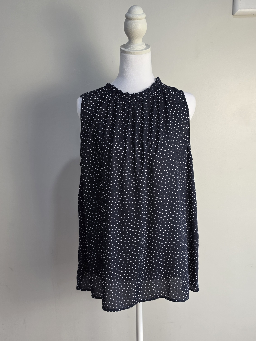 LOFT Black with White Polka Dot Sleeveless Camisole